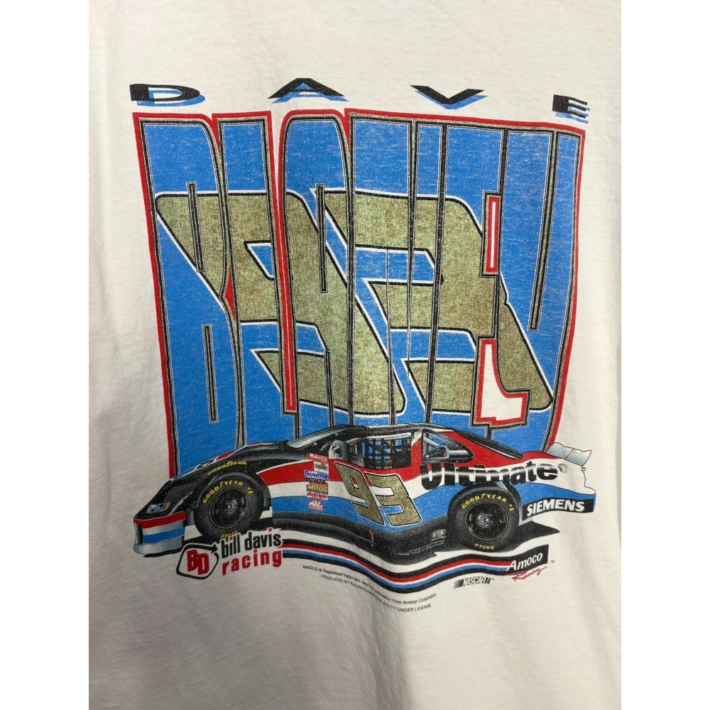 Bill Davis Racing Champion NASCAR Shirt Mens White Dave Blaney Large Vintage 90s